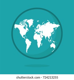 Flat planet Earth icon. Earth globe.  Vector illustration.
