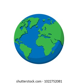 Flat planet Earth icon. isolated on white background. Vector illustration. Eps 10.