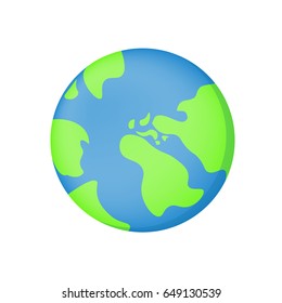 Flat planet earth icon isolated on white background. Vector illustration.