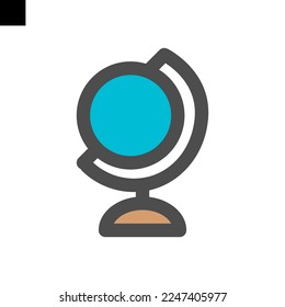 flat planet earth icon logo style vector