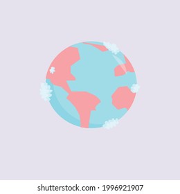 Flat planet earth icon on pink background. Vector illustration for web banner, web and mobile, infographic.