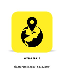 Flat planet Earth icon. Vector illustration for web banner, web and mobile, infographics.