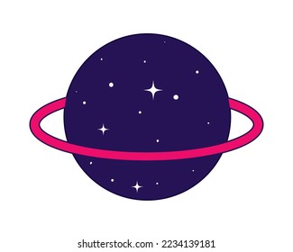 flat planet saturn over white