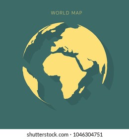Flat planet world map icon, vector illustrator