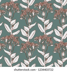 flat plant graphics, seamless pattern, fabric and paper pattern, plant pattern.