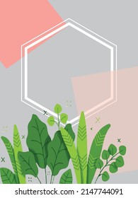 Flat plant hexagonal line vector background