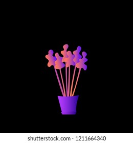 Flat plant. Indoor. Flower pots. Leaves. Foliage. Trendy vector collection. Potted plant. Garden. Jungle. Flat design. Gradient colors. Outdoor. Tropical.