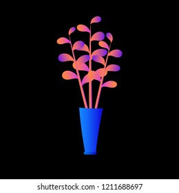Flat plant. Indoor. Flower pots. Leaves. Foliage. Trendy vector collection. Potted plant. Garden. Jungle. Flat design. Gradient colors. Outdoor. Tropical.