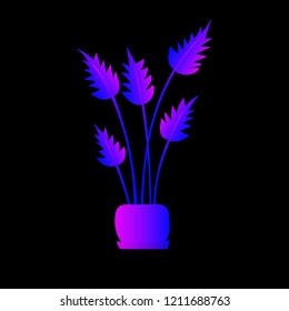 Flat plant. Indoor. Flower pots. Leaves. Foliage. Trendy vector collection. Potted plant. Garden. Jungle. Flat design. Gradient colors. Outdoor. Tropical.