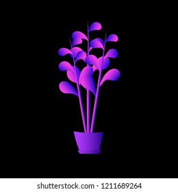 Flat plant. Indoor. Flower pots. Leaves. Foliage. Trendy vector collection. Potted plant. Garden. Jungle. Flat design. Gradient colors. Outdoor. Tropical.