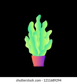 Flat plant. Indoor. Flower pots. Leaves. Foliage. Trendy vector collection. Potted plant. Garden. Jungle. Flat design. Gradient colors. Outdoor. Tropical.