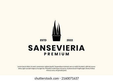 Flat plant sansevieria logo design vector template illustration