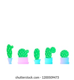 Flat plants set. Indoor plants. Flower pots. Leaves. Foliage. Isometric. Trendy vector collection. Plants collection isolated on white. Flat design. Gradient colors. Outdoor. Tropical.