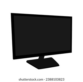 Flat plasma television vector silhouette illustration isolated on white background. Modern TV symbol.