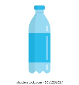 Flat plastic drink bottle of mineral water mockup isolated on white background vector illustration. Element for web, game and advertising bottle of mineral water illustration