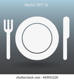 Flat plate, fork and knife icon