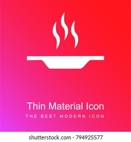 Flat plate with hot food from side view red and pink gradient material white icon minimal design