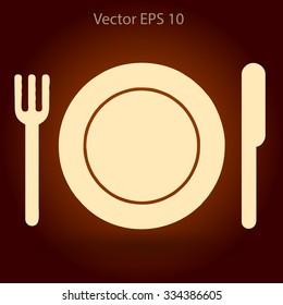 Flat plate,fork and knife icon