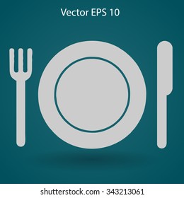 Flat plate,fork and knife icon