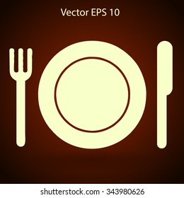 Flat plate,fork and knife icon