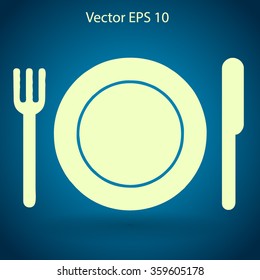Flat plate,fork and knife icon