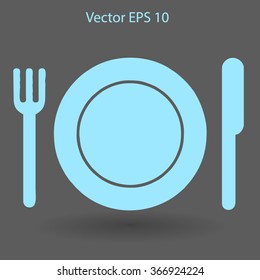 Flat plate,fork and knife icon