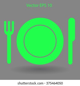 Flat plate,fork and knife icon