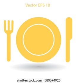 Flat plate,fork and knife icon