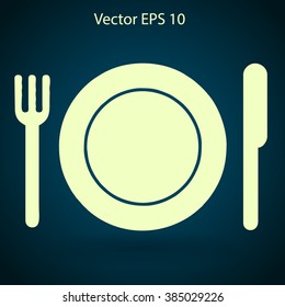 Flat plate,fork and knife icon