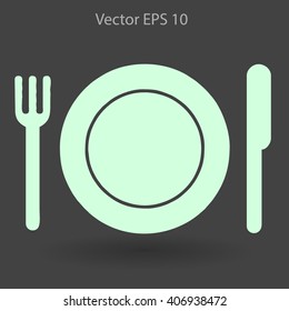 Flat plate,fork and knife icon