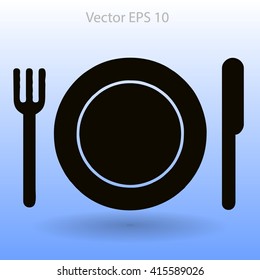 Flat plate,fork and knife icon