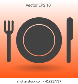 Flat plate,fork and knife icon