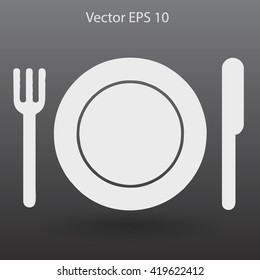 Flat plate,fork and knife icon