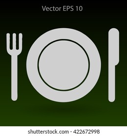 Flat plate,fork and knife icon