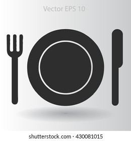 Flat plate,fork and knife icon