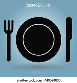 Flat plate,fork and knife icon