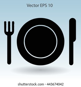 Flat plate,fork and knife icon