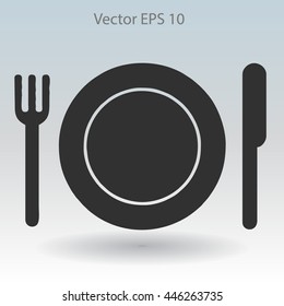Flat plate,fork and knife icon