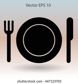 Flat plate,fork and knife icon