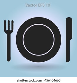 Flat plate,fork and knife icon