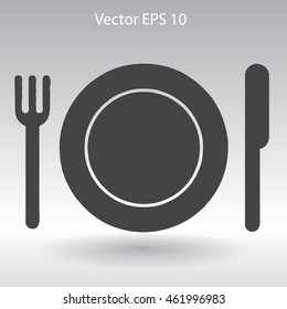 Flat plate,fork and knife icon