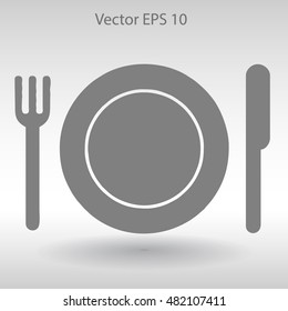 Flat plate,fork and knife icon