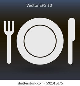 Flat plate,fork and knife icon