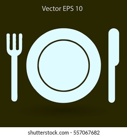 Flat plate,fork and knife icon