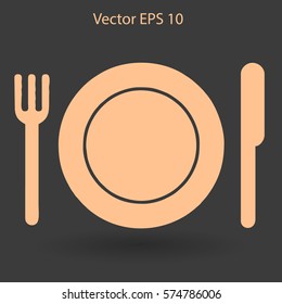 Flat plate,fork and knife icon