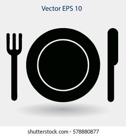 Flat plate,fork and knife icon