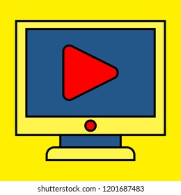 Flat Play Vector Logo Icon Button.Flat Social Media Background Sign Download