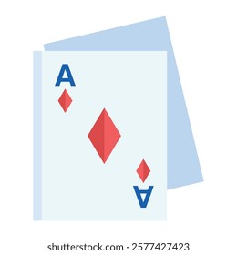 Flat playing card with ace of diamonds design, perfect for game apps, casino themes, and Valentine’s Day contests.