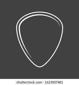 Flat plectrum isolated on a black background. Design element for music logos, labels, emblems. Vector illustration