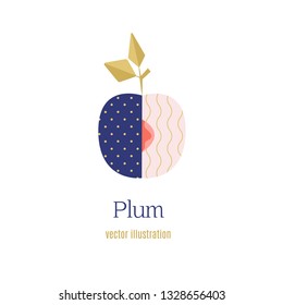 Flat plum vector icon illustration isolated on white background.Plum icon eps. 